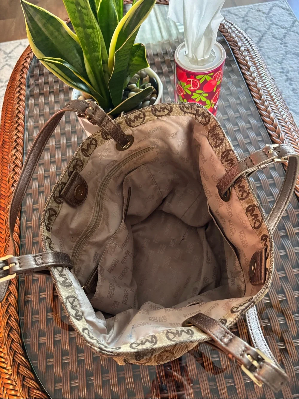 Michael Kors Brown and Beige Signature MK Tote
